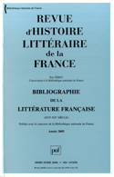 Revue d'histoire littéraire de la France, H.S. 2006